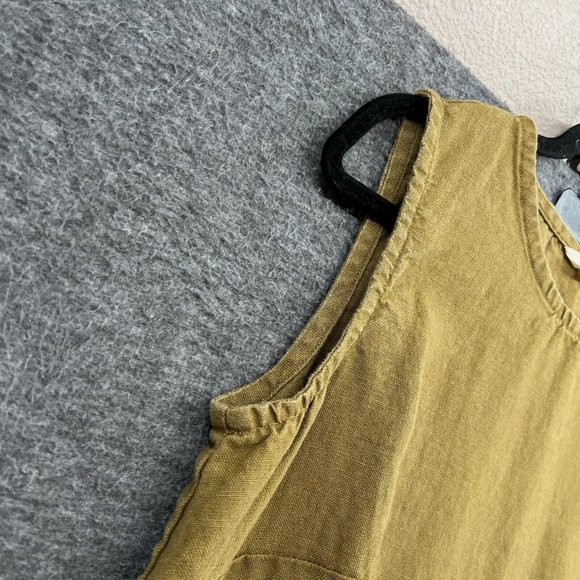 Elizabeth Suzann Dress Womens Large Green 100% Linen A Line Heavy Midi Lagenlook - Picture 3 of 13